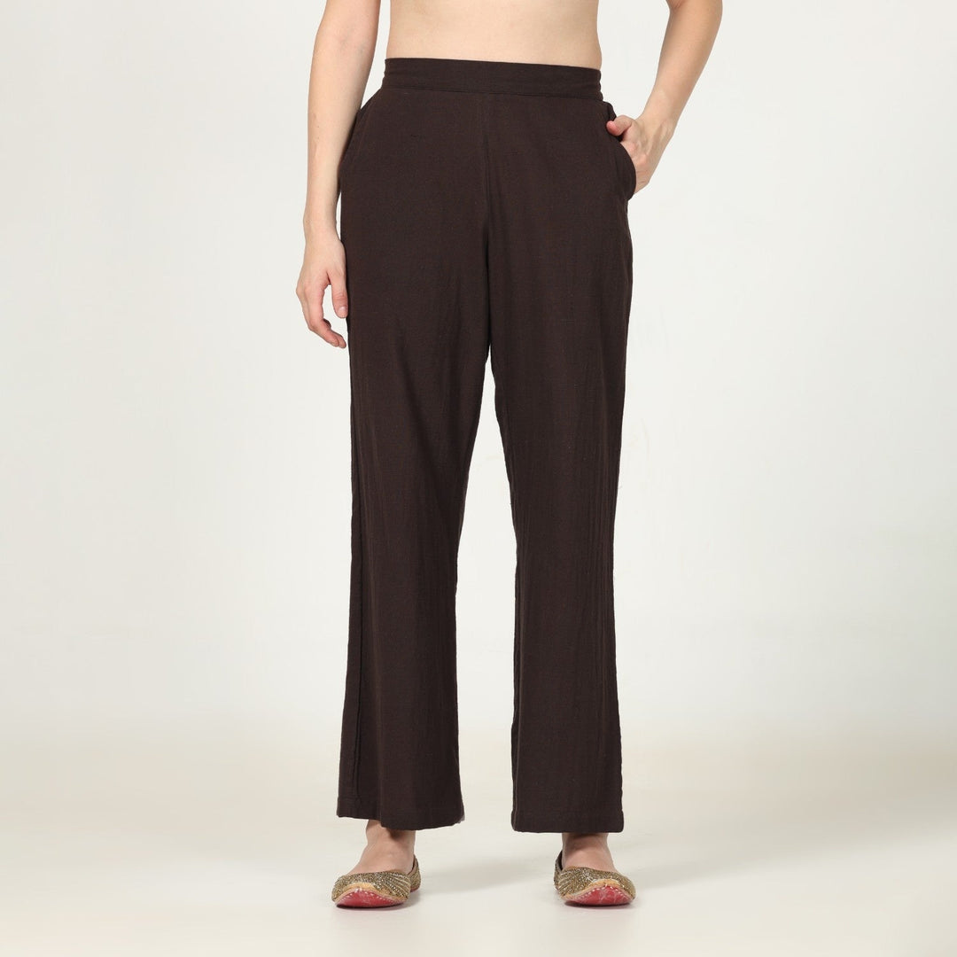 Women's Coffee Brown Straight Fit Pant | Cotton | Everyday Wear