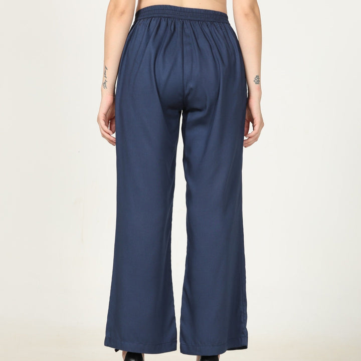 Navy Blue Straight Fit Pant for Women | Lenzing Modal | Everyday Wear