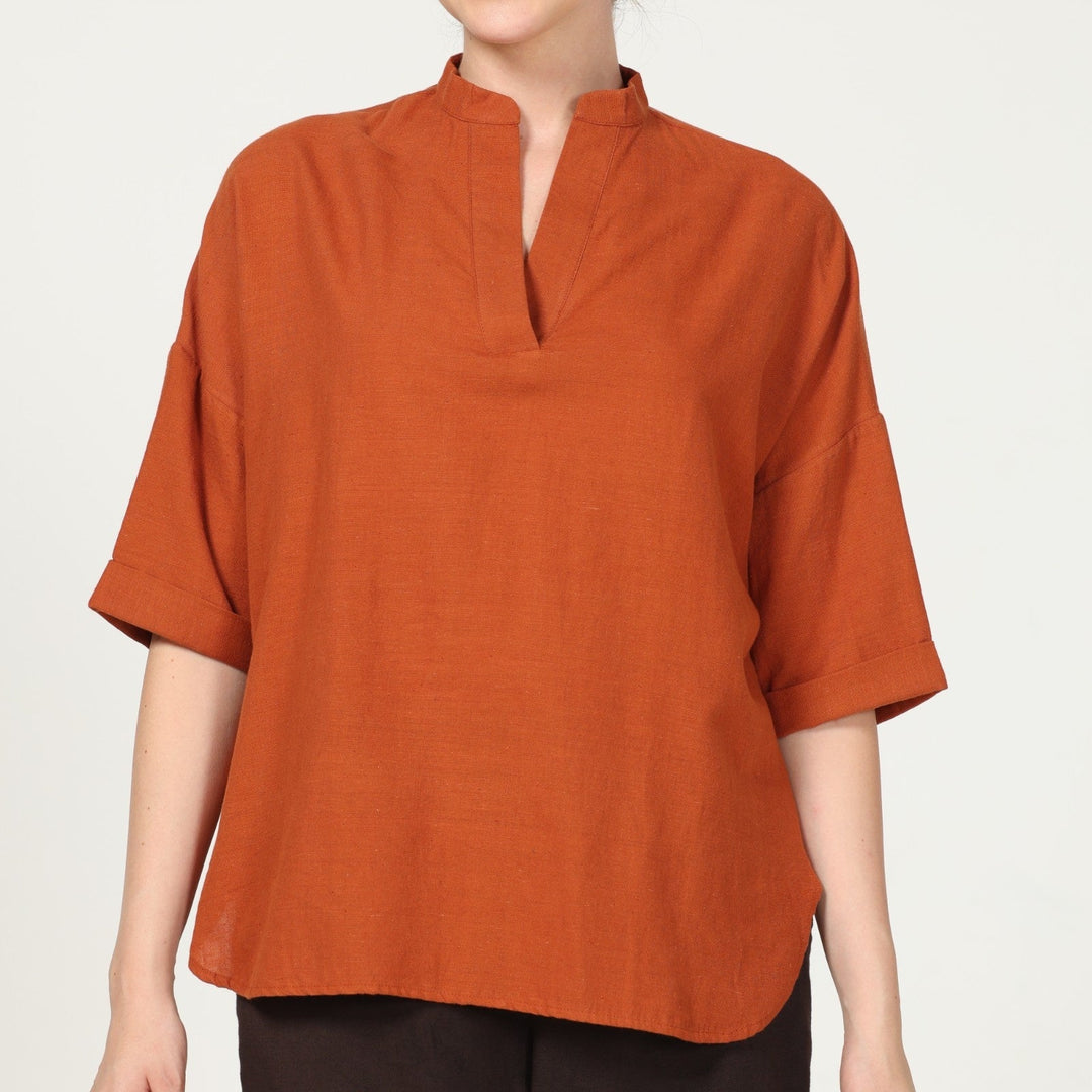 Autumn Rust Kimono Top With Coffee Brown Pant | Chic Comfort
