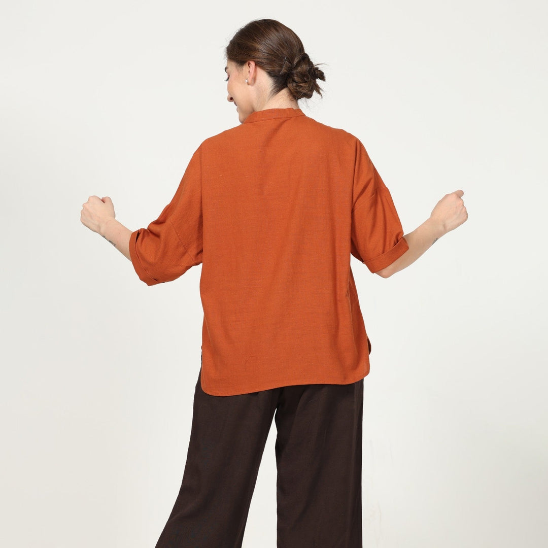 Autumn Rust Kimono Top With Coffee Brown Pant | Chic Comfort