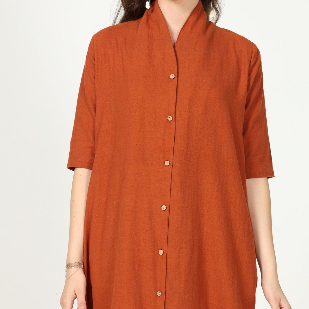 Autumn Rust Overlay With Navy Top & Pant | Weekend Vibe | Set Of 3