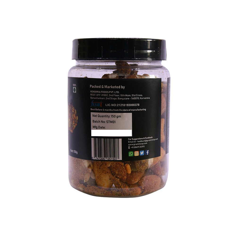 Spicy Trail Mix of Dry Fruits | Anytime Anywhere Healthy Snacks | Bottle of 150 GM