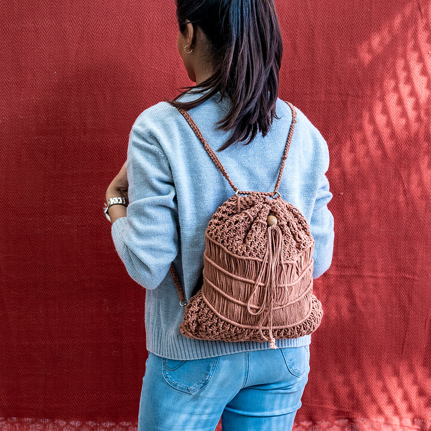 Summer Bloom Hand-Knotted Back Pack | Artistic| Hand-Crafted | Macramé