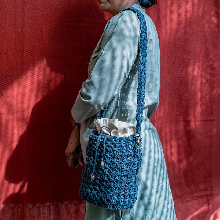 On-The-Go Hand-Knotted Bucket Bag | Artistic | Hand-Crafted  | Macramé