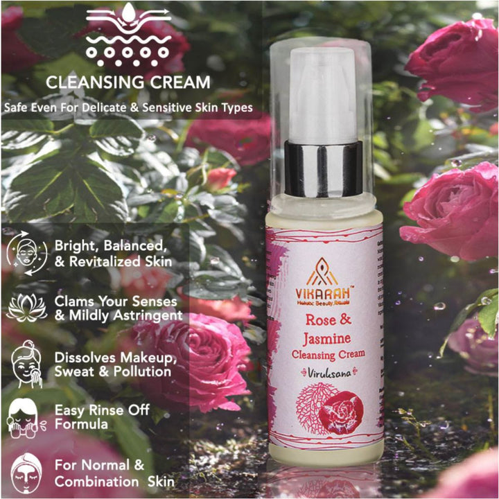 Rose & Jasmine Cleansing Cream | For Normal & Combination Skin | Make Up Remover Face Wash | 40 GM 