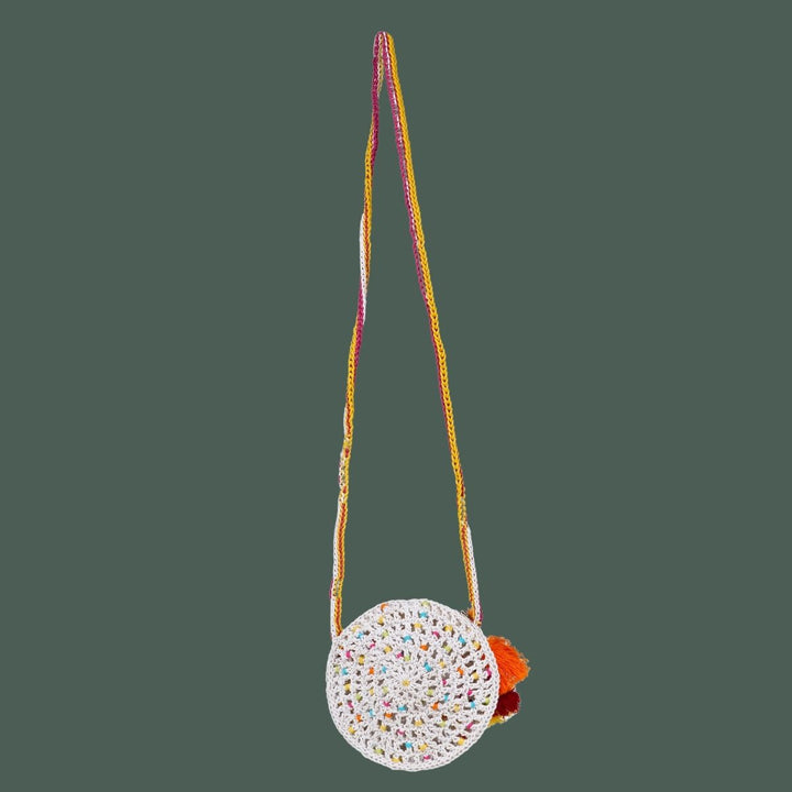 Round Mini Sling Bag | Hand-Crochet | Cotton Yarn | Off White