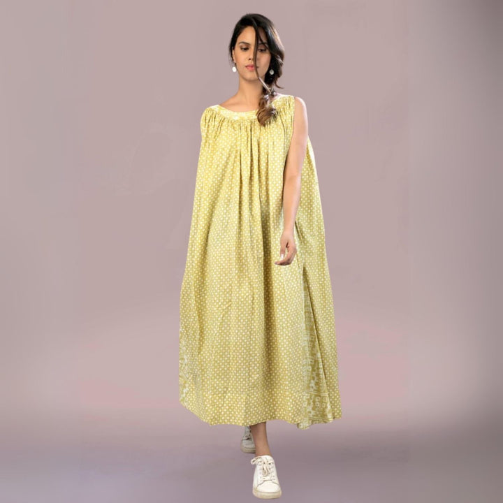 Senna Mul Cotton Dress | Easy Breezy | Comfortable & Chic Day Dress | Pale Olive