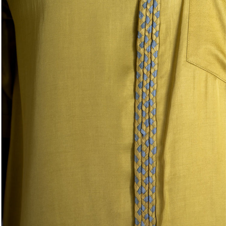 Yellow-Green Braid Shirt | Bold Minimalist Style | Men's Casual Wear