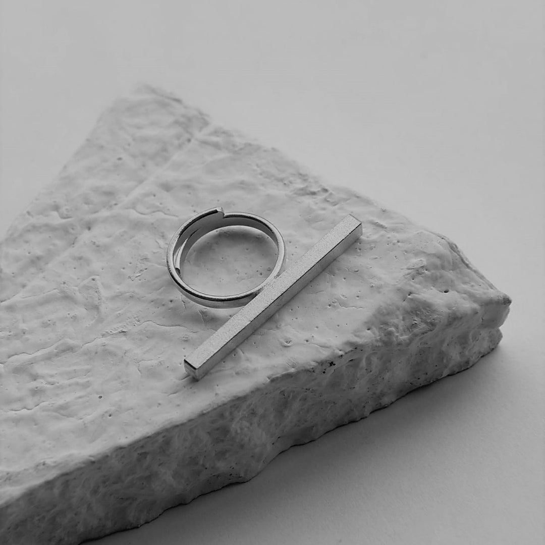 Dash Finger Ring | Silver Finish Brass Jewellery | Hand-Crafted | Sustainable