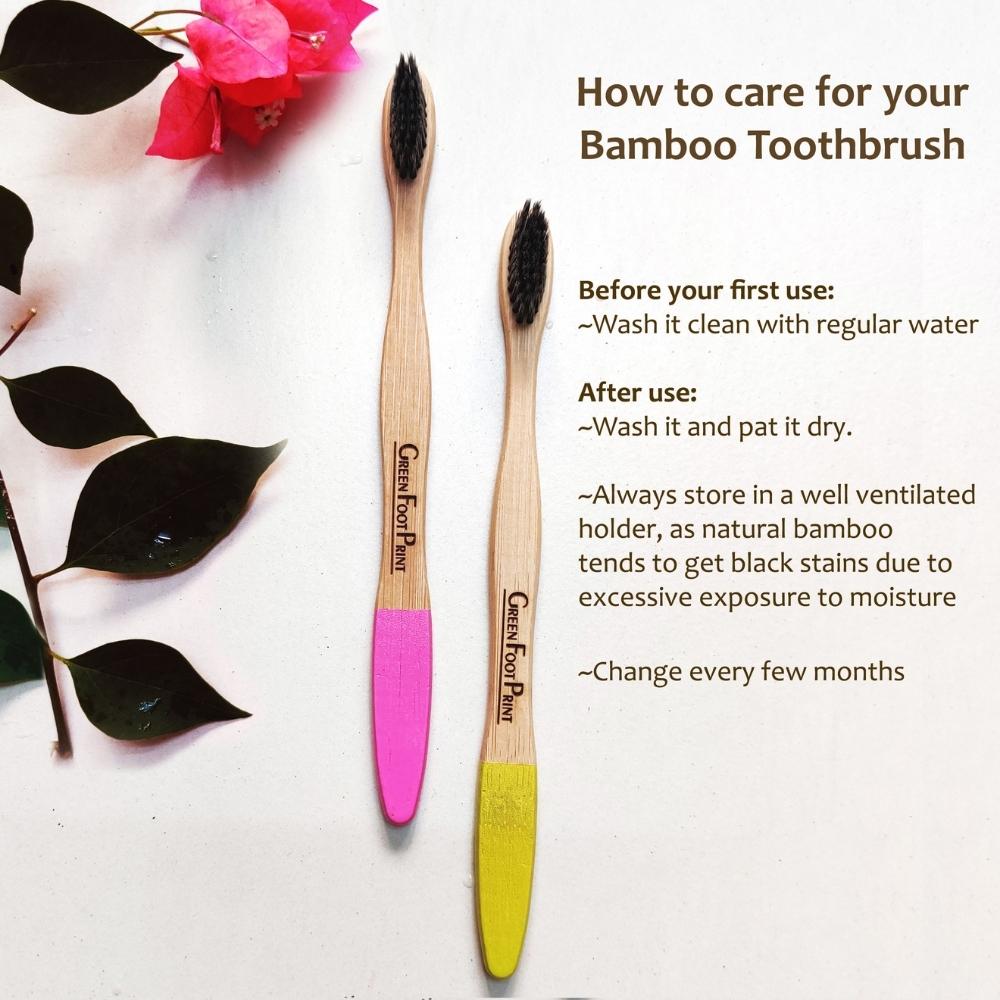 Natural Bamboo Toothbrush With Charcoal Bristles For Adults | Pack Of 2