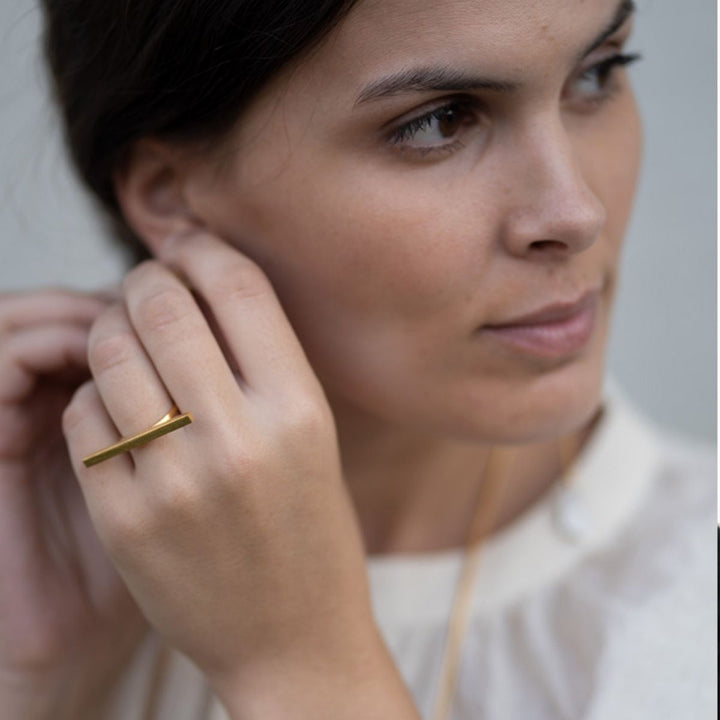 Dash Finger Ring | Gold Finish Brass Jewellery | Hand-Crafted | Sustainable