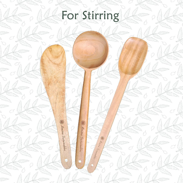 Neem Wood Kitchen Ladle Set | Anti-Bacterial | Scratch Resistant | Set Of 7