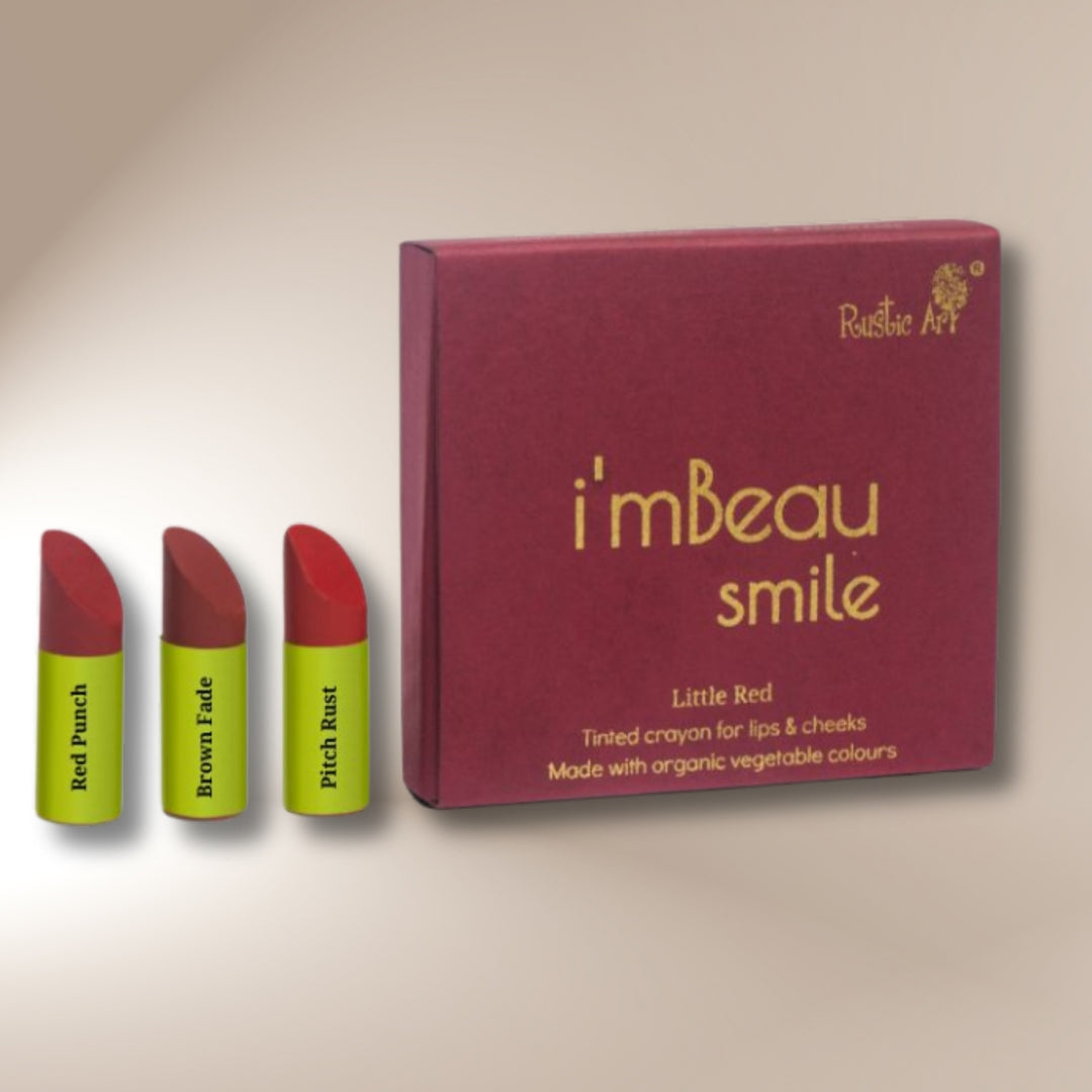 Tinted Mini Crayon for Lips & Cheeks | Red, Rust & Brown | Vegetable Colours