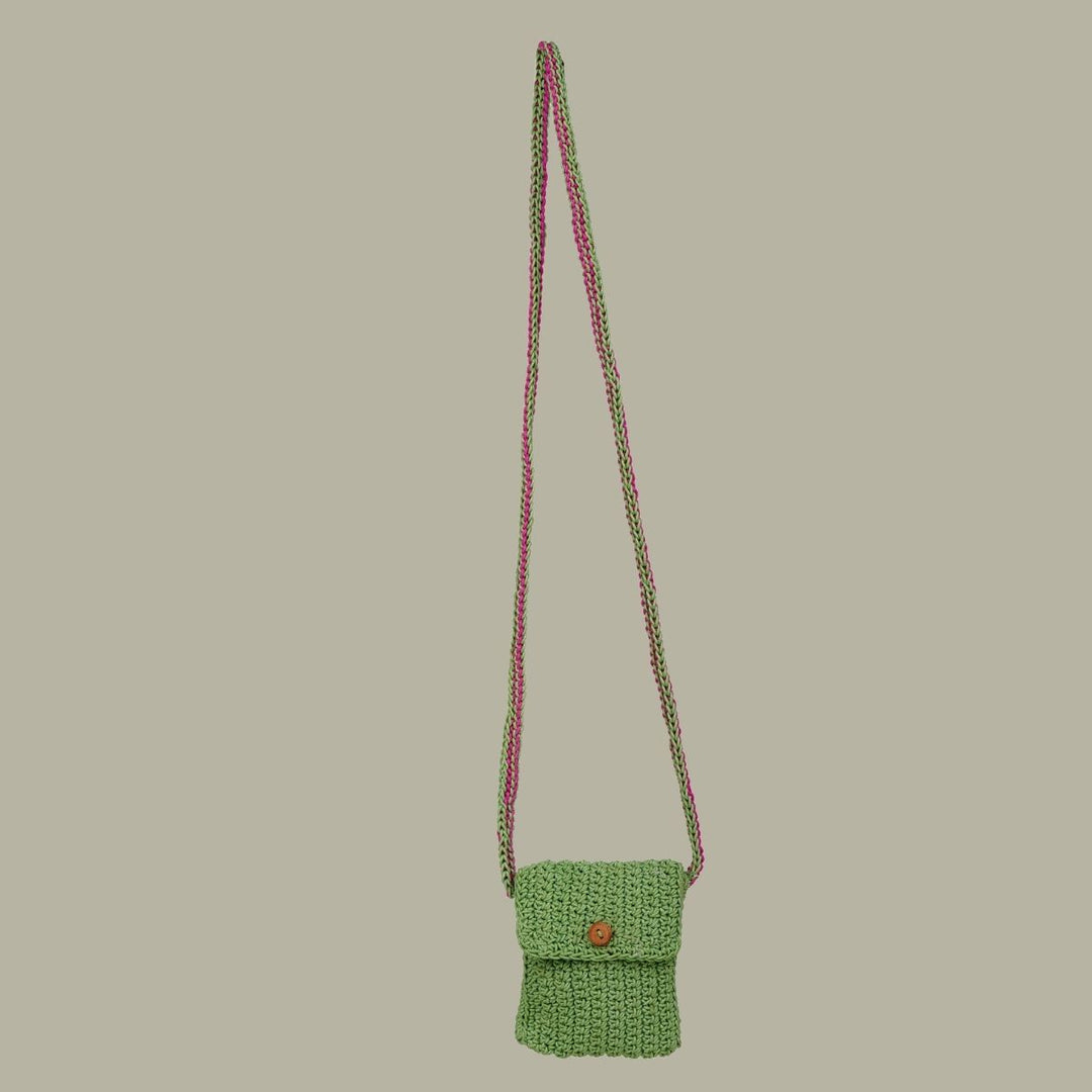 Hand-Crafted Mini Sling Bag | Hand-Crochet | Cotton | Sustainable | Fern Green