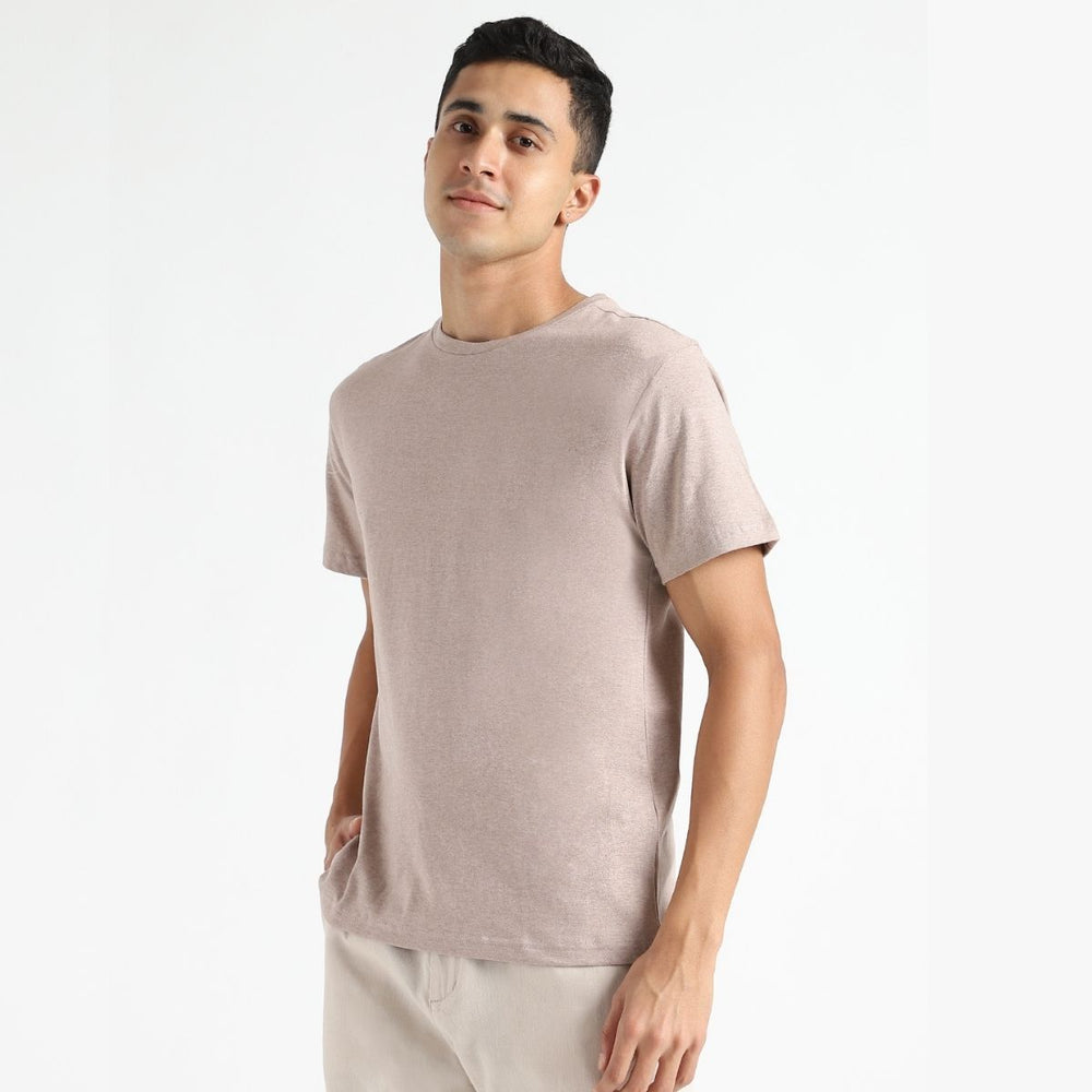 Naturally Fiber Dyed Men's Round Neck T-shirt | Organic Cotton  | Casual | Taupe