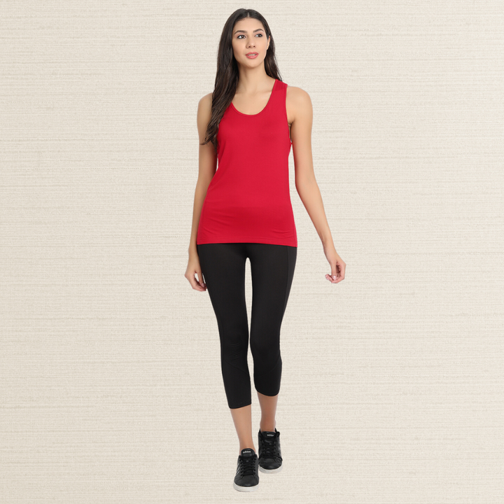 Runner Vest Top | Pique Knit | Bamboo | Comfortable | Women Active Wear | Red