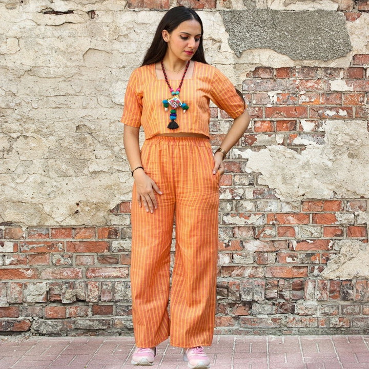 Dusty Orange Top And Pant Co-Ord Set | Yarn Dyed | Comfortable & Smart | Casual & Formal Wear 