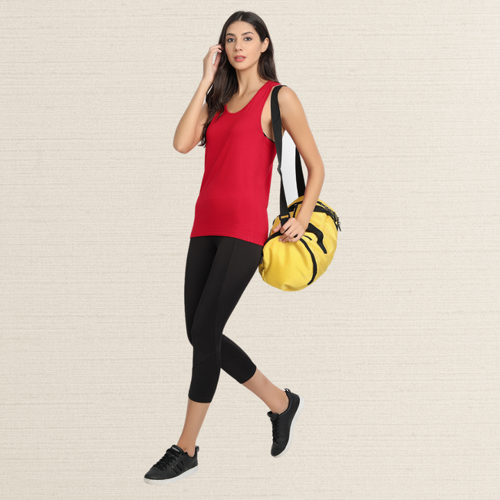 Runner Vest Top | Pique Knit | Bamboo | Comfortable | Women Active Wear | Red