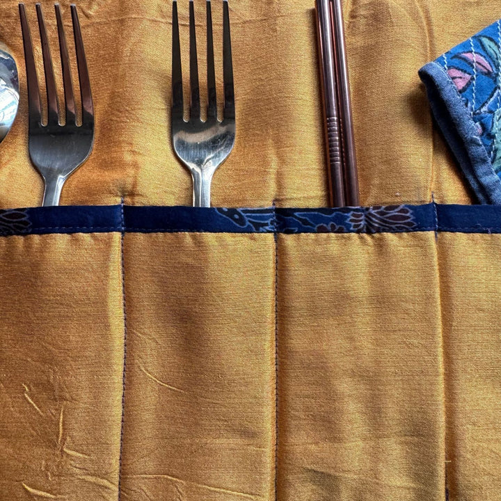 Mixed Fabric Cutlery and Napkin Case | Travel Essential