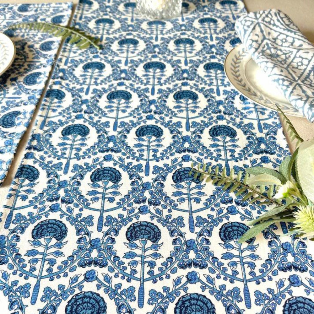 Carolina Blue Table Runner | Stunning Pattern | Sustainable | 14x72 Inches