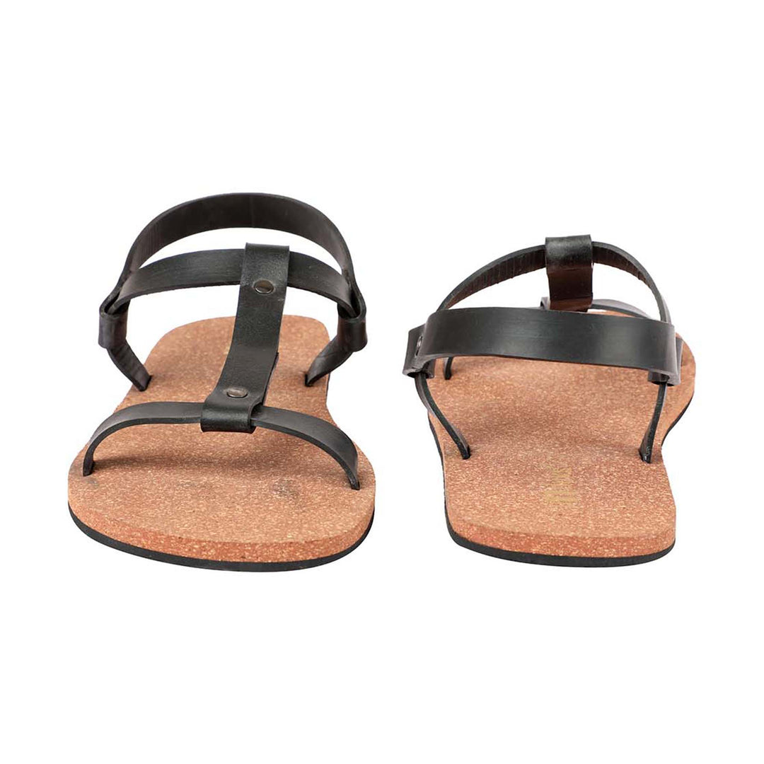 T-Strap Cork Brown Sandals | Flats for Men | Soft, Light-Weight and Eco-Friendly