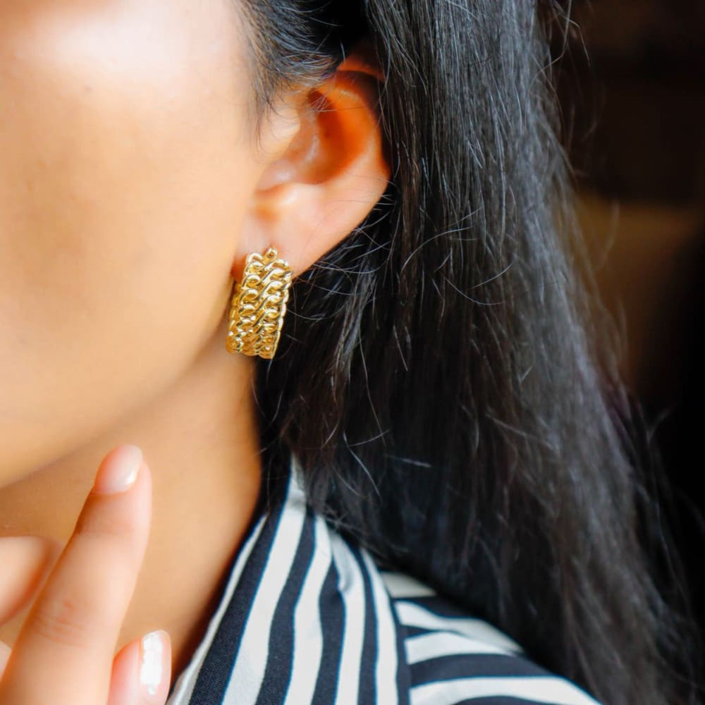 Hoops Gold Finish  Hand-Crafted Earrings | Recycled Brass Metal | Artisana