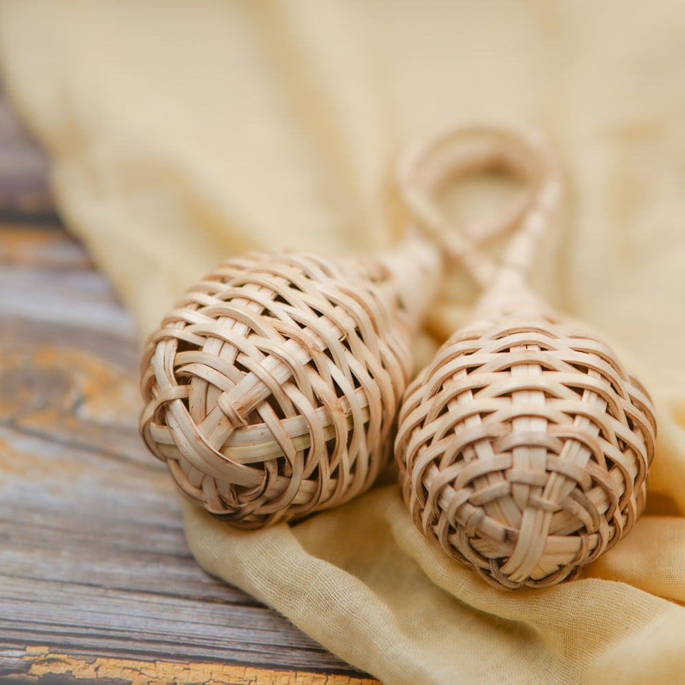 Natural Cane Rattle for Babies | Hand Made | Kids Safe | Natural Brown