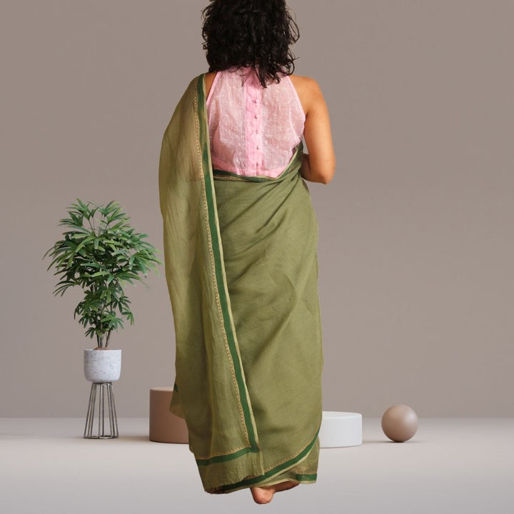 Olea Saree | Kota | Elegant Wear | Silk | Olive Green