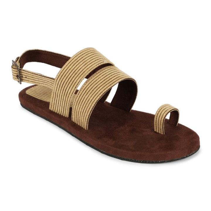 Sef Sand Beige Men Sandals | Breathable & Textured Corduroy | Comfort Fit