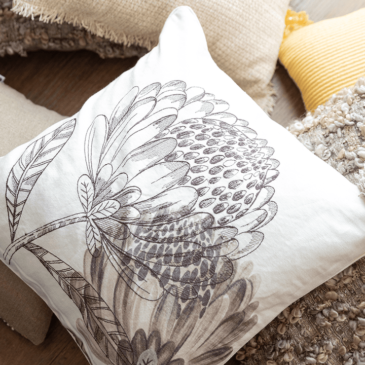 Floral Digital Print Cushion Cover | Contemporary Decor | Linen | 16 x 16 Inch