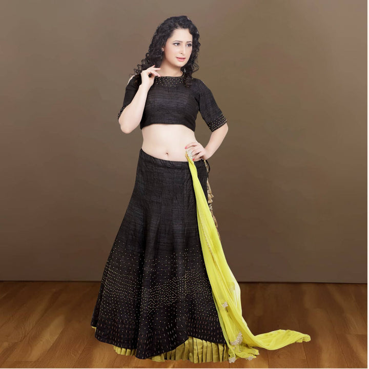 Kiara Tussar Ghicha Silk Lehenga Set | Hand-Crafted | Minimalistic | Festive Ethnic Wear