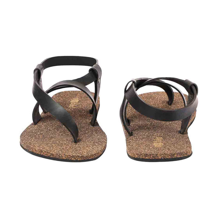 Muddy Brown And Black Flat Sandals for Men | Recycled Strap & Waterproof Cork