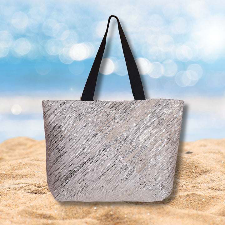 Beach Bag | Tote | Silver-White | Hand-Crafted | Spacious | Stylish