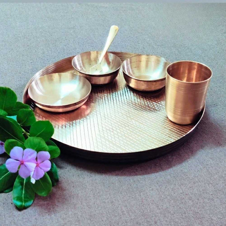 Sustainable & Hand-Crafted Kansa Dinner Set | 12" Thali In Set Of 6