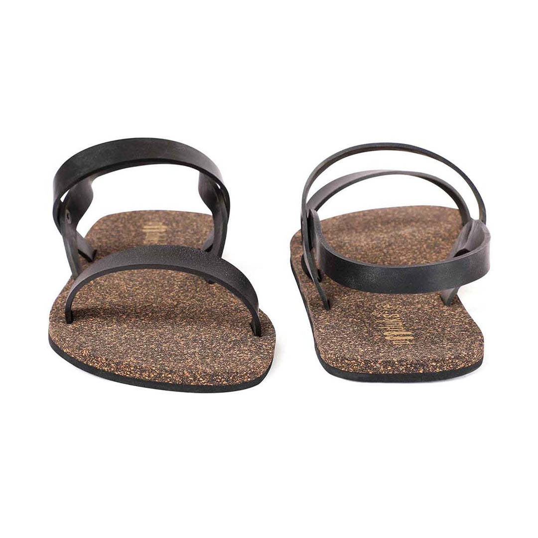 Black Cork Flat Sandal for Women | Redefine Fashion & Functionality | Odor-free