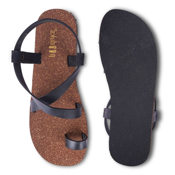 SKO Cork Sandals | Made of Recycle Tyre Tube Rubber | Unisex | Black & Brown