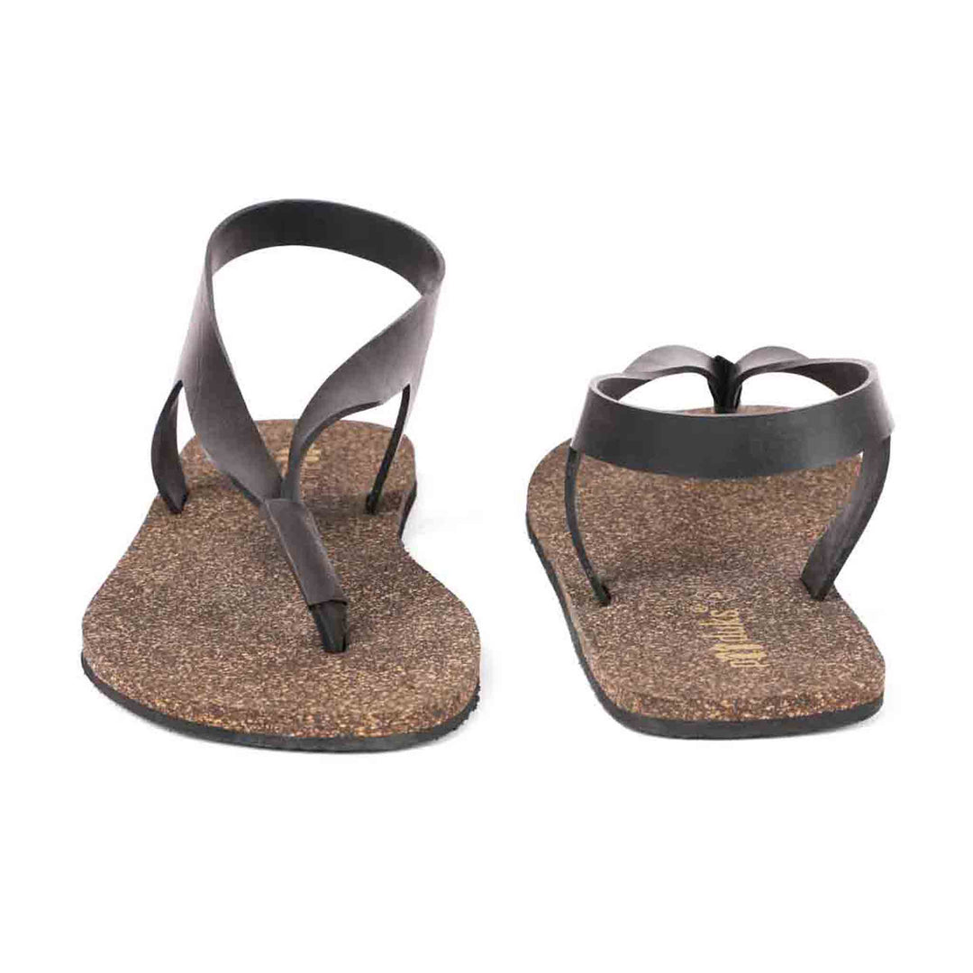 Black Thong-Strap Waterproof Cork Sandals | Unisex | Vegan & Biodegradable