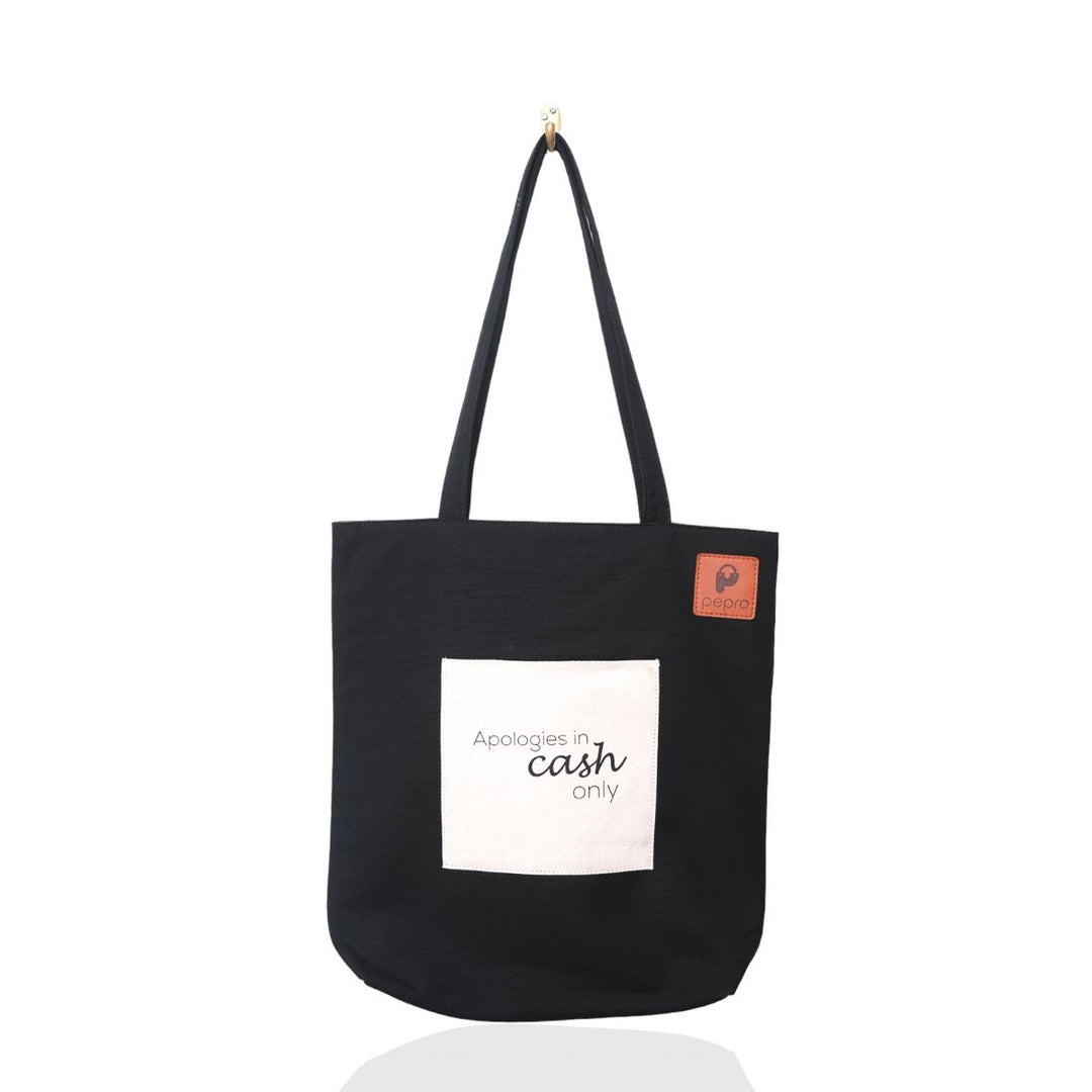 Hand-Crafted Cotton Tote Bag | Gadget Safe | Apologies In Cash Only