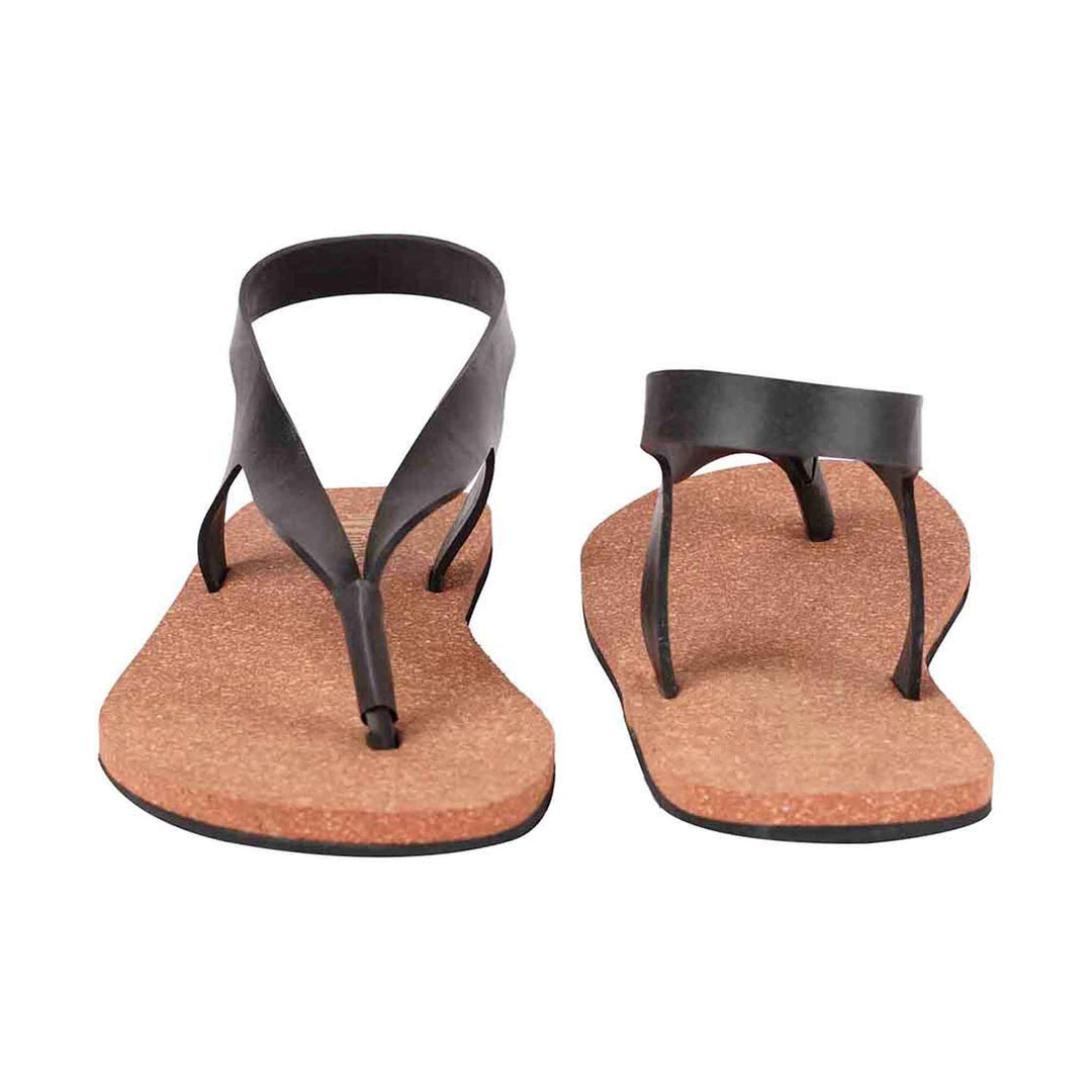 Thong-Strap Waterproof Cork Brown Sandals | Flats for Women | Vegan