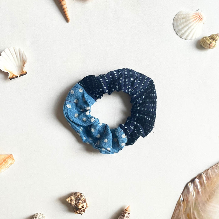 Fabric Hair Scrunchies | Soft On Hair | Tangle Free | Soft Fabric | Blue | Set of 2