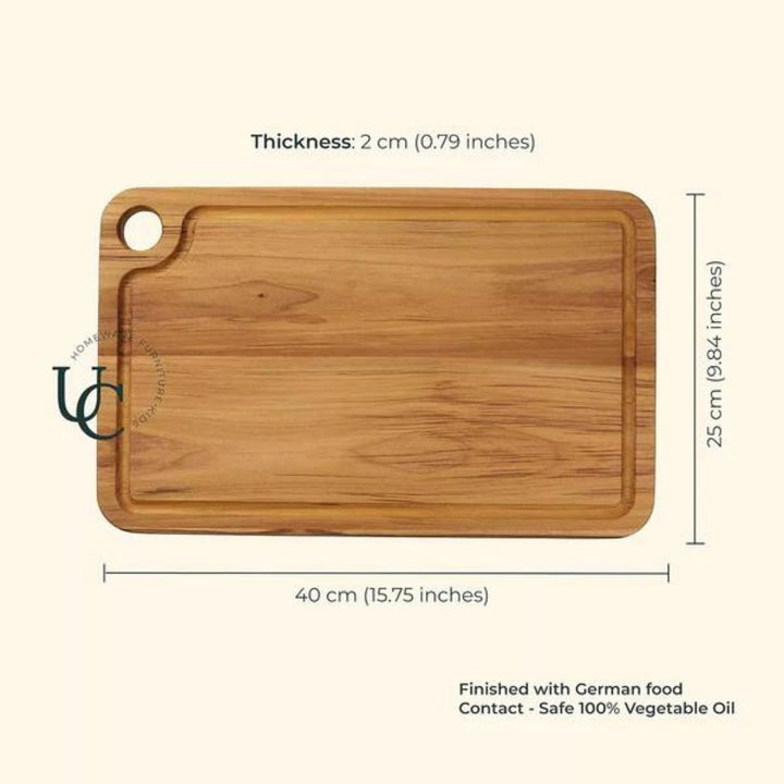 Teakogram Reversible Chopping Board | Teak Wood | Hand-Crafted | Large - 16 Inch