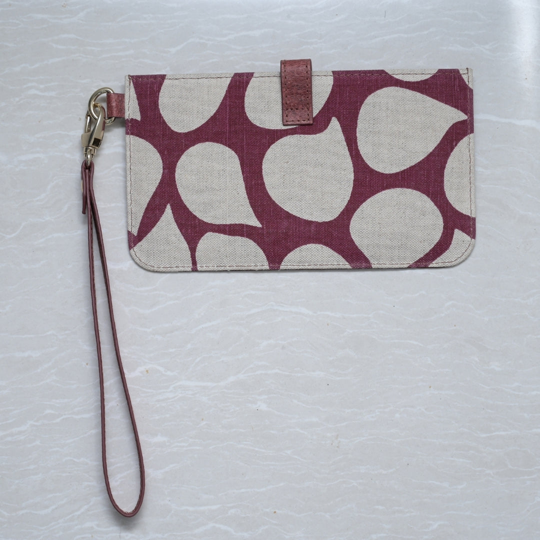 Double Sided Wristlet For Women | Coconut Leather & Cotton | Red & Cream