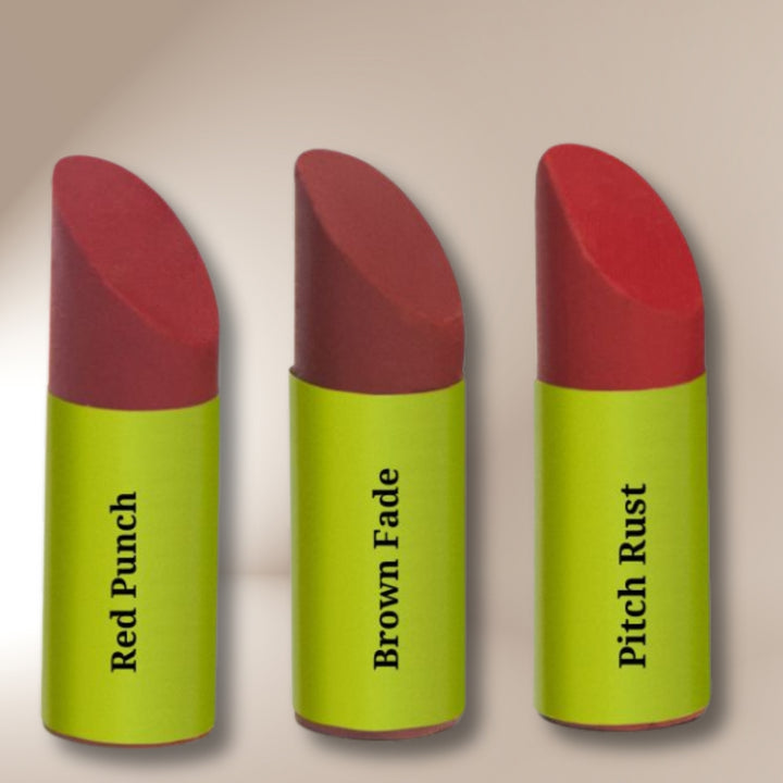 Tinted Mini Crayon for Lips & Cheeks | Red, Rust & Brown | Vegetable Colours