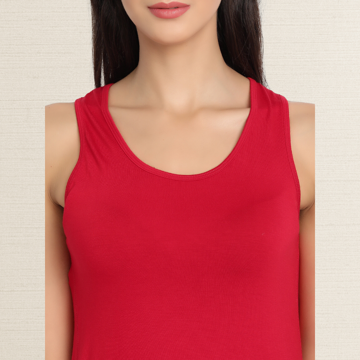 Runner Vest Top | Pique Knit | Bamboo | Comfortable | Women Active Wear | Red