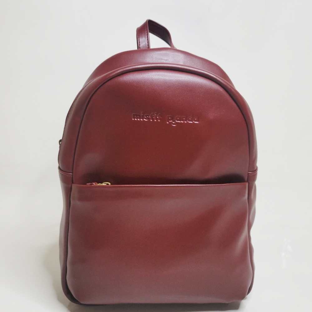 Cactus Leather Cherry Coloured Backpack | Everyday Travel Bag