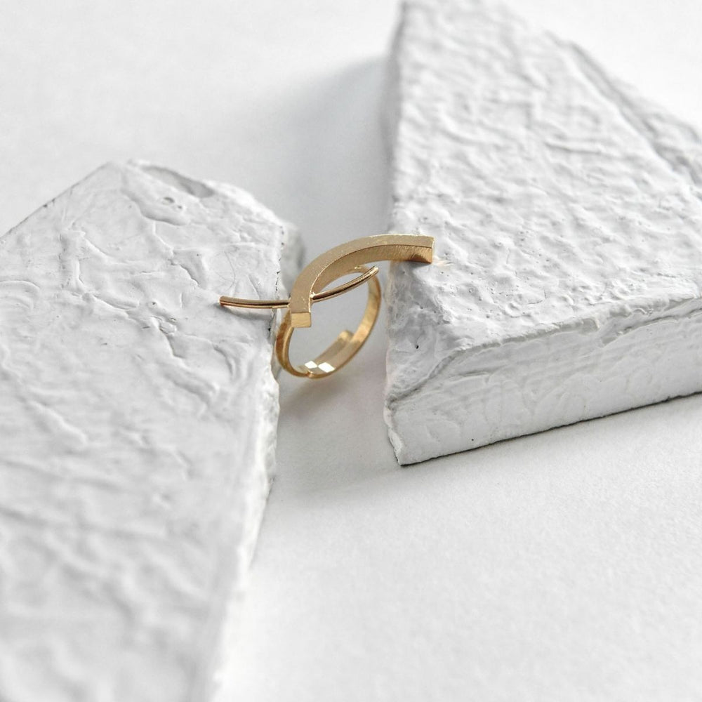 Gold Finish Ring For Women | Brass Made | Hand Crafted | Artistic | Minimalistic