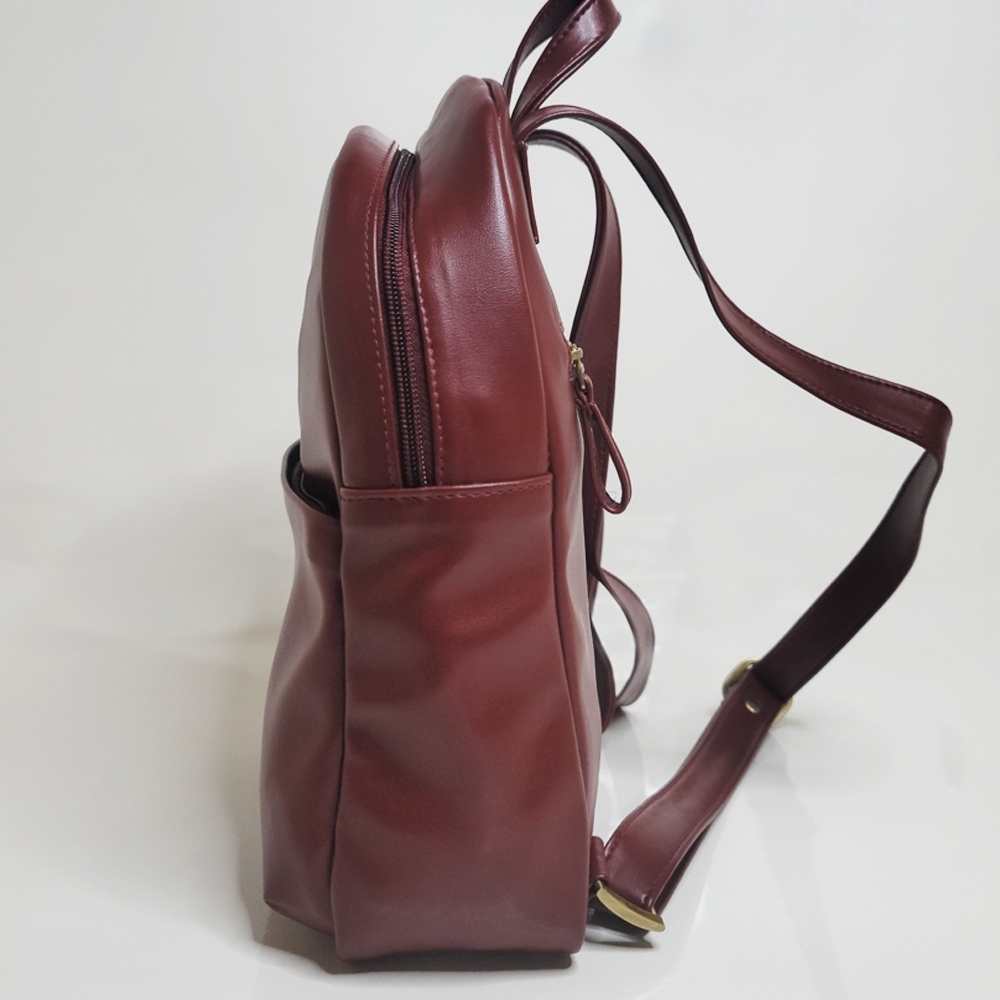 Cactus Leather Cherry Coloured Backpack | Everyday Travel Bag