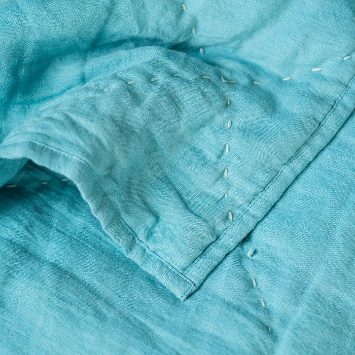 Linen Quilt for Comfy Snuggle | Made of Eco-Friendly Linen | Turquoise