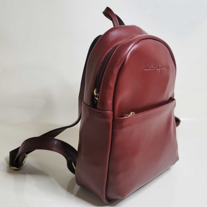 Cactus Leather Cherry Coloured Backpack | Everyday Travel Bag