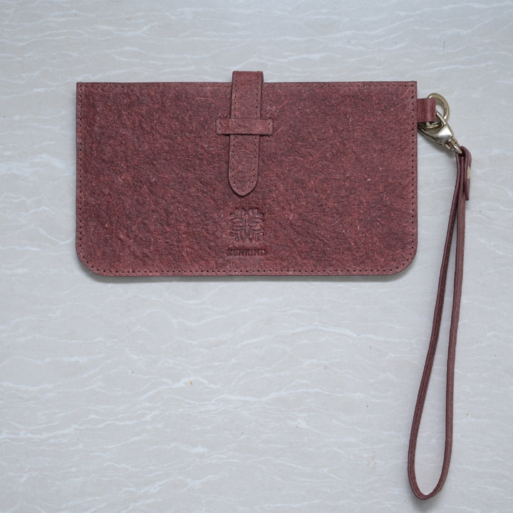 Double Sided Wristlet For Women | Coconut Leather & Cotton | Red & Cream